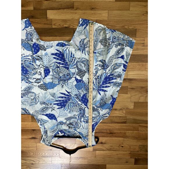 SPENSE Floral Sleeveless Handkerchief Hem Chiffon Tunic Top Plus Size 3X Blue - Picture 7 of 8